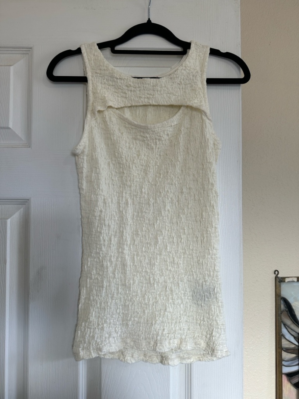 BKE Womens Cream Textured Sleeveless Tank Top